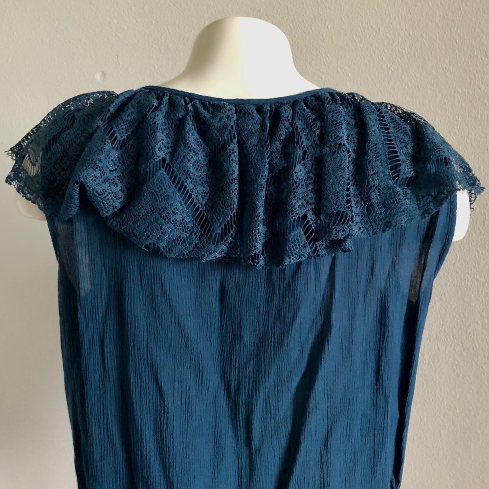 MASON & BELLE Navy Tank Top Lace Ruffles - Picture 4 of 13